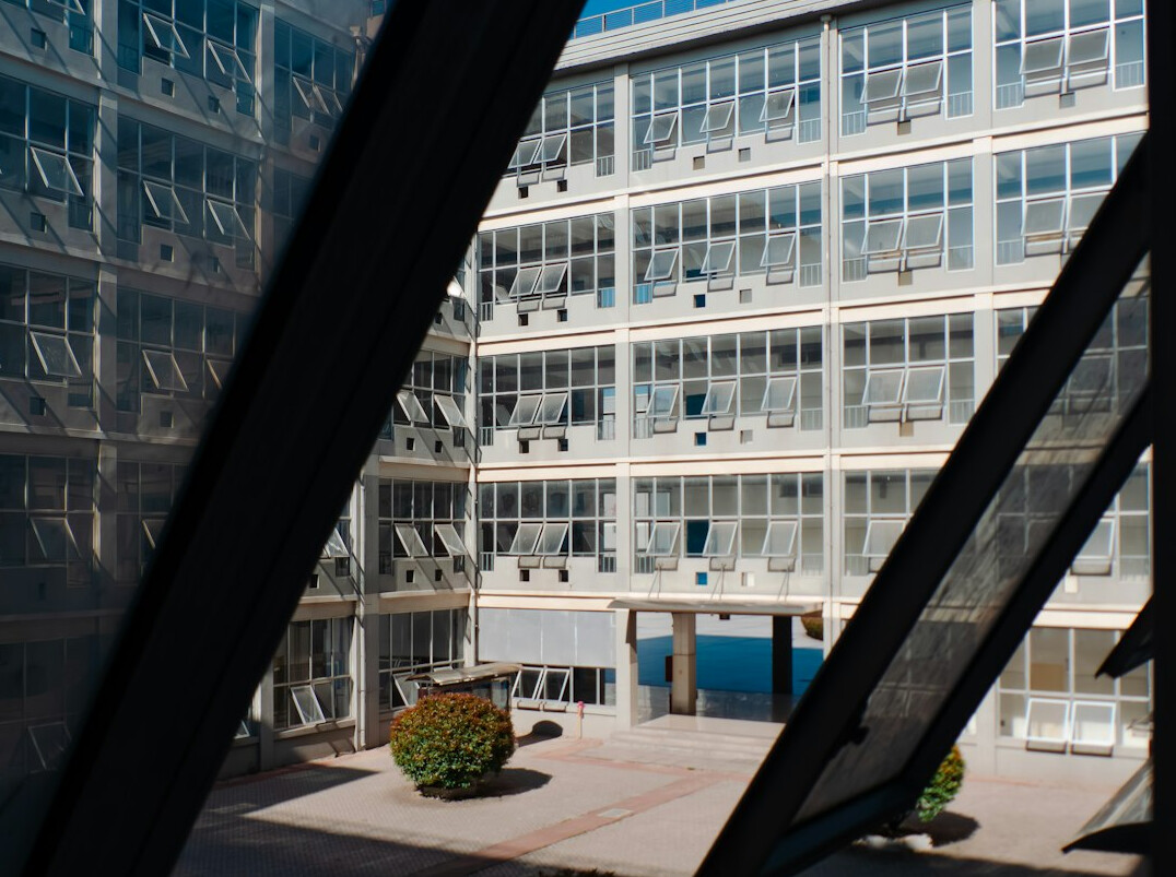 Bright modern office space with large windows